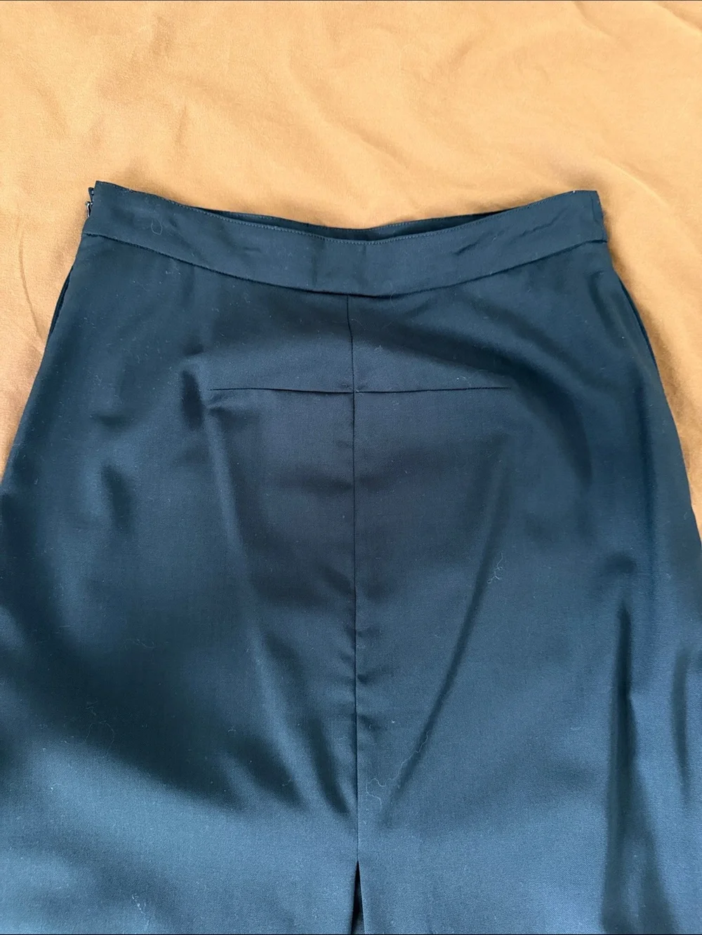 Black Wool Midi A-Line Skirt with Front & Back Slit